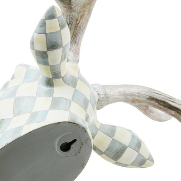 Brand New Mackenzie-Childs Sterling Check Small Deer Head Wall Mounted Decor - Picture 4 of 4